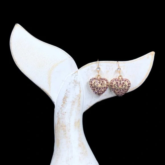 Juicy Couture Gold Tone Pink Crystal Heart Earrings - Picture 5 of 13